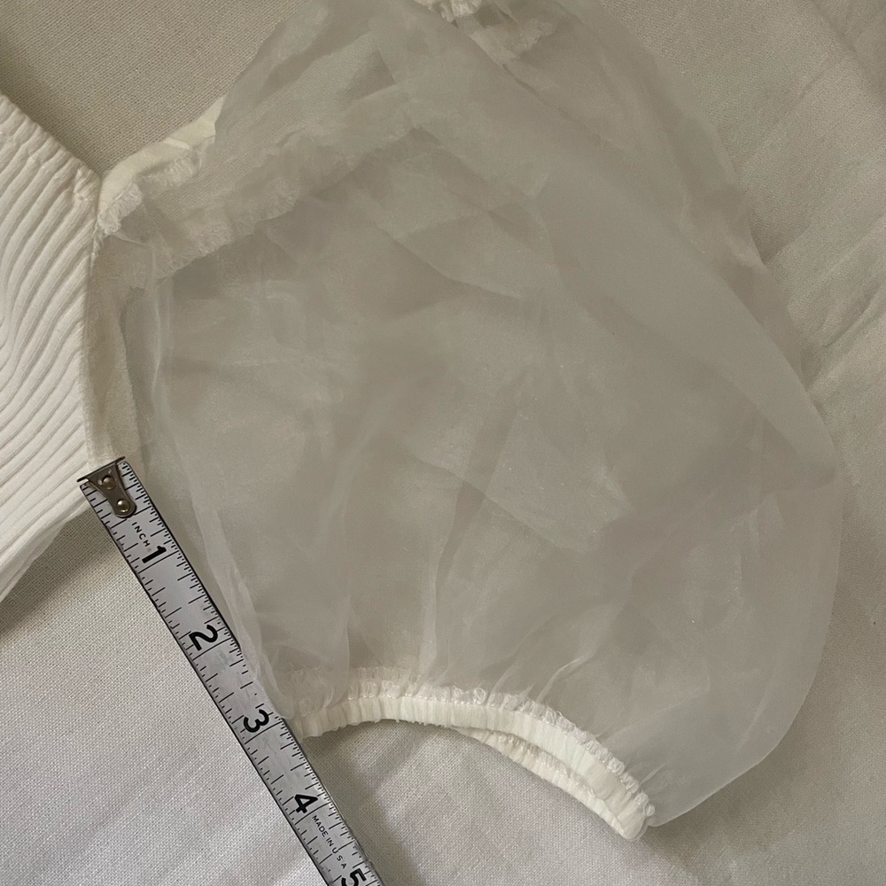 Sabo white short puff sleeve corset cropped top - Picture 11 of 12